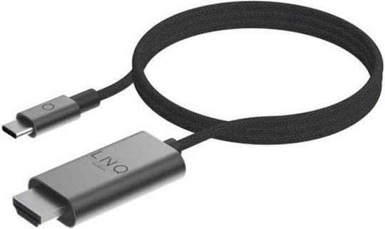 LinQ HDMI 2.1 Ultra High Speed 48Gbps 4K 120Hz HDR VRR Braided Cable HDMI male - USB-C male 2m Μαύρο