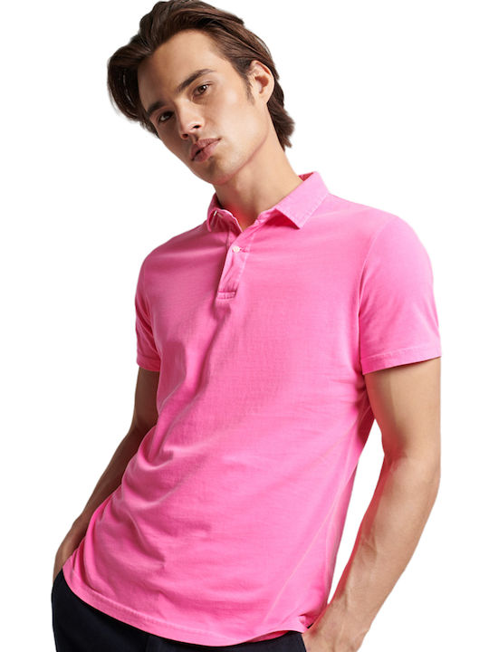 Superdry Ανδρικό T-shirt Polo Pink Glow