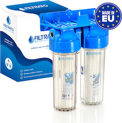 Aqua Filter FHPR1-HP1-DUO Συσκευή Φίλτρου Νερού Κεντρικής Παροχής Διπλή 1'' με Ανταλλακτικό Φίλτρο Aquafilter Πολυπροπυλενίου PP-10 20μm 58-0048