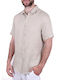 Shirt Short-sleeved Linen Beige