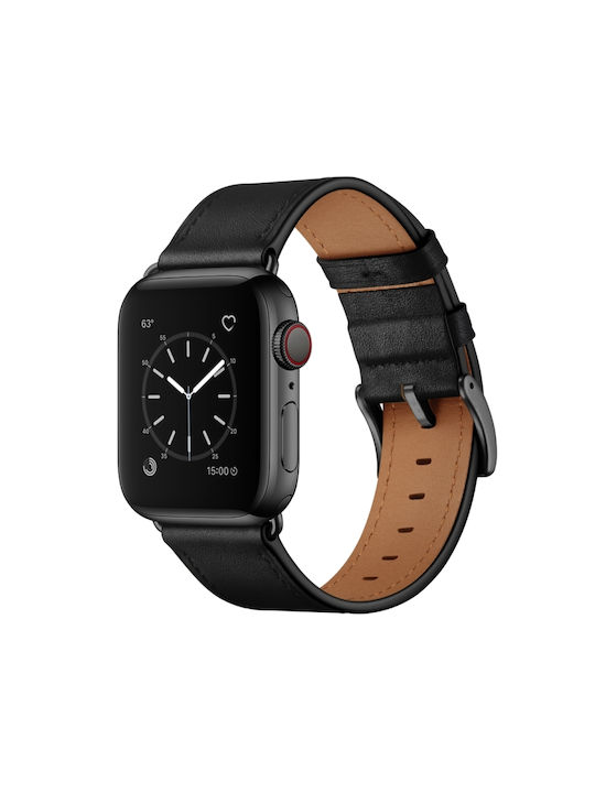 Λουράκι Δερμάτινο Μαύρο (Apple Watch Ultra 49mm / 45mm / 44mm / 42mm )