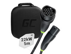 Green Cell Καλώδιο Φόρτισης Τριφασικό 5m Type 2 - Type 2 EVKABGC01