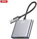 XO HUB012A Hub USB 4 Porturi USB 3.0 cu Conectare USB-A Ethernet Argintiu