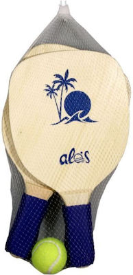 Zanna Toys Alos Beach Rackets Set Beige with Straight Blue Handle and Ball