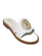 Leather Women's Flat Sandals in White Color