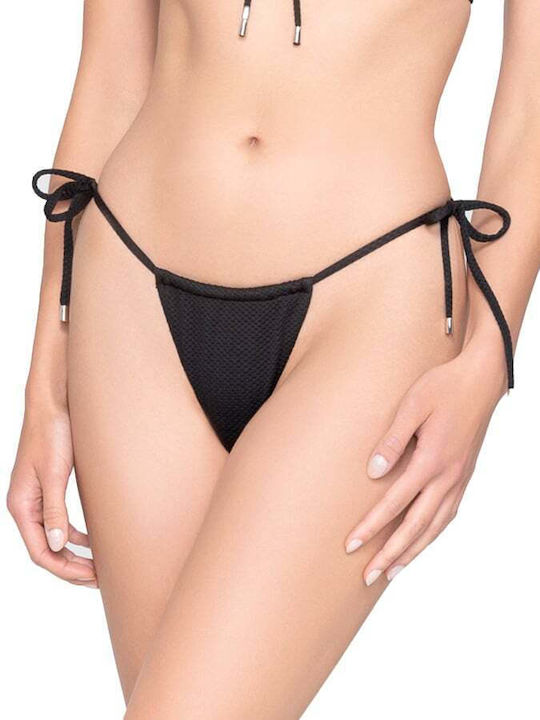 Luna Candy Bikini Slip με Κορδονάκια Μαύρο