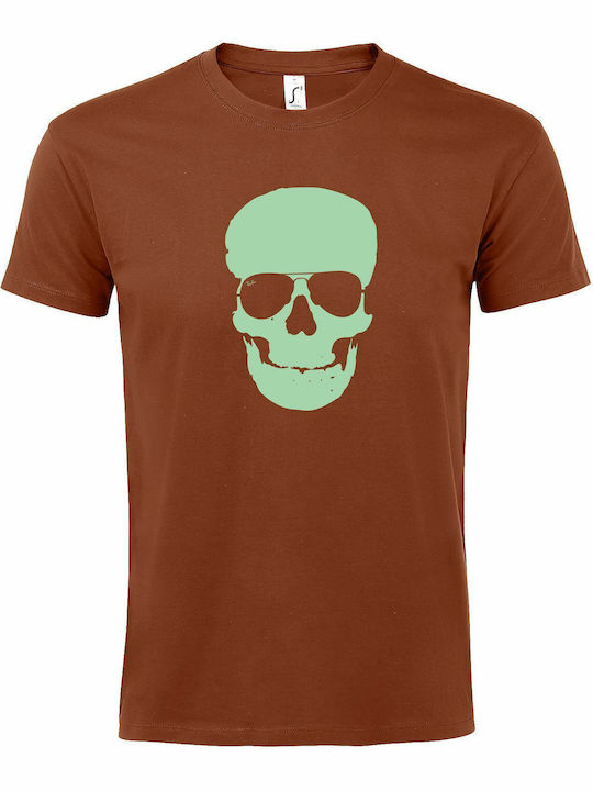 Tricou unisex "rayban scull", Caramel