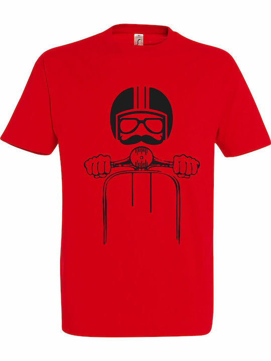 Tshirt Unisex "Vespa Fahrer", Rot