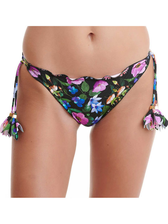 Bikini Slip mit Schnürchen Schwarz
