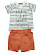 Baby short-sleeved set of shorts green-orange for boys (6-18 months)