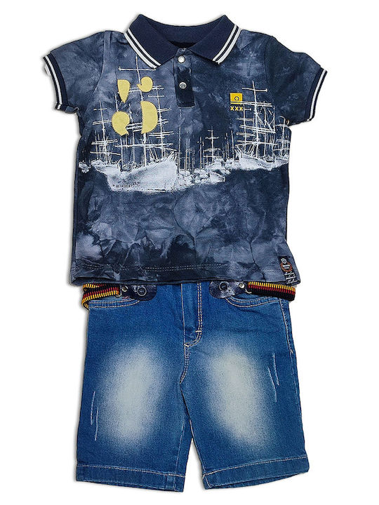 Children's set of grey t-shirt and blue jeans for boys (2-5 years old)