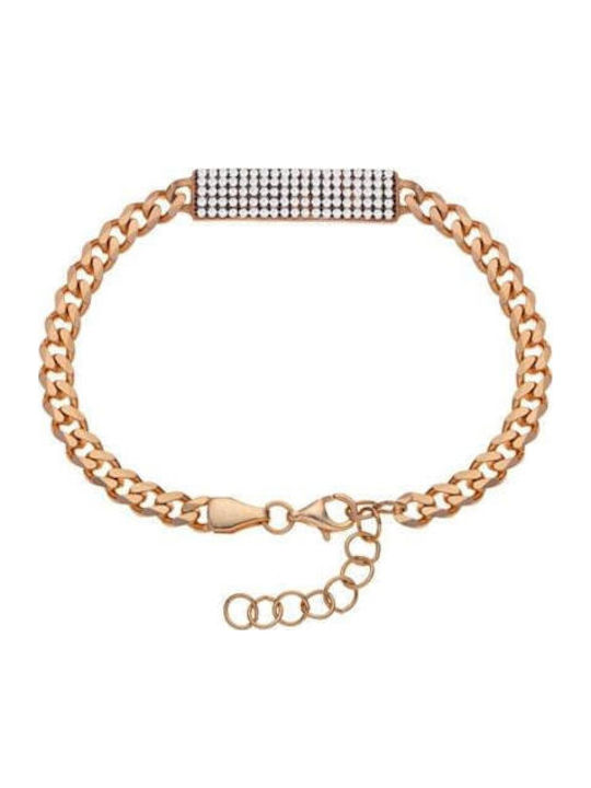 Breeze Women's Bracelet Chain Made of Silver Gold Plated with Zircon 19cm