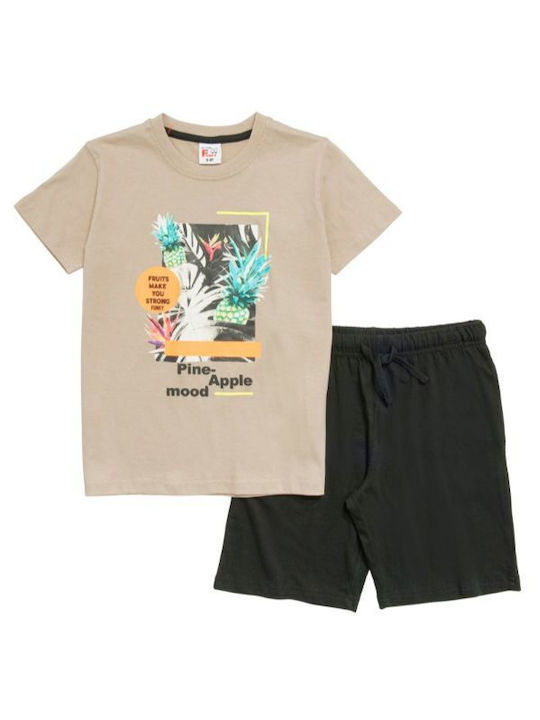 Funky Kids Set with Shorts Summer 2pcs Beige