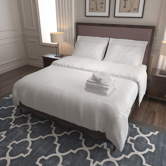 Charalambidis Textiles Σετ 2 Μαξιλαροθήκες Ξενοδοχείου Ριγέ από Βαμβάκι & Πολυεστέρα 70x50εκ.