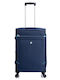Dielle 300-60 Medium Travel Suitcase Fabric Blue with 4 Wheels Height 67cm