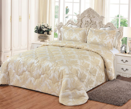 Liolios Home Σετ Υπέρδιπλο 240x250εκ. Classico Cream 2τμχ