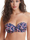 Erka Mare Fără bretele Top bikini cu umplutură Floral Albastru marin