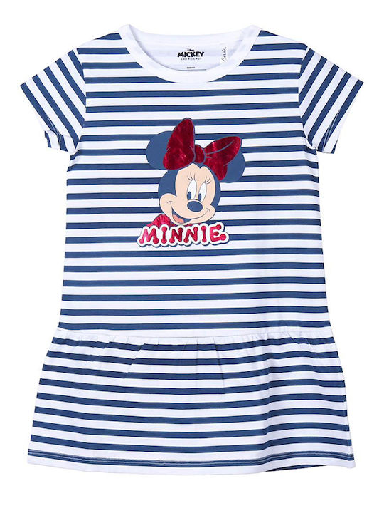 Minnie Παιδικό Φόρεμα Κοντομάνικο Ριγέ Μπλε