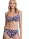 Erka Mare Bikini Bra with Ruffles with Adjustable Straps Navy Blue Floral
