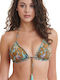 Erka Mare Triangle Bikini Top with Ruffles Brown Floral
