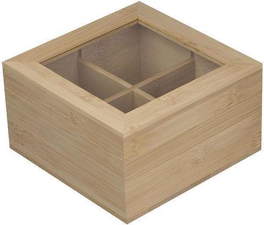 Next Κουτί για Τσάι με Καπάκι Γυάλινο Μπεζ 15x15x8.4cm