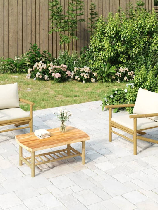 Outdoor-Sessel Bamboo Beige mit Kissen 2Stück 63x75x74εκ.