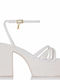 Sante Platform Synthetic Leather Women's Sandals White with Chunky High Heel