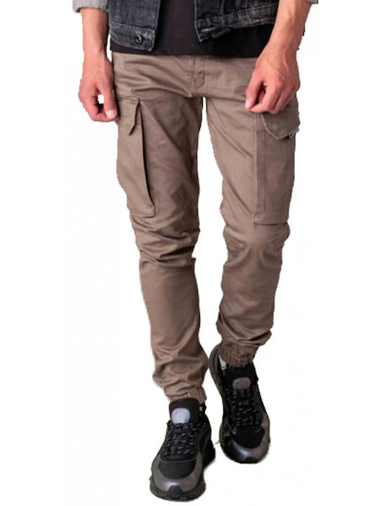 Cover Jeans Παντελόνι Cargo Ελαστικό Καφέ