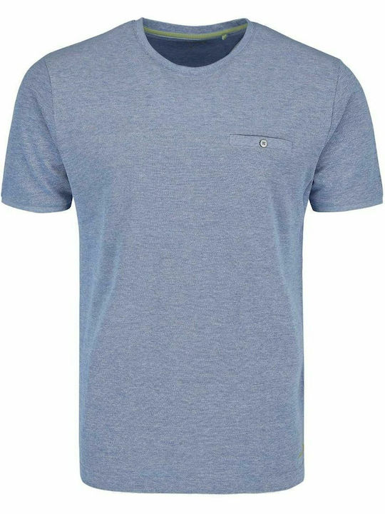 Volcano T-CALLE Cotton knitted pique Men's t-shirt with pocket - Light Denim Blue