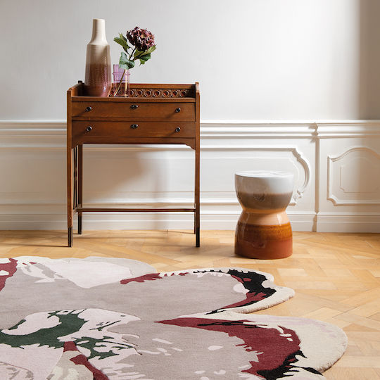 Ted Baker Magnolia Lucrat manual Covor Rotund Din lână Burgundy