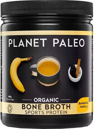 Planet Paleo Organic Bone Broth Sports με Γεύση Μπανάνα Βανίλια 480gr