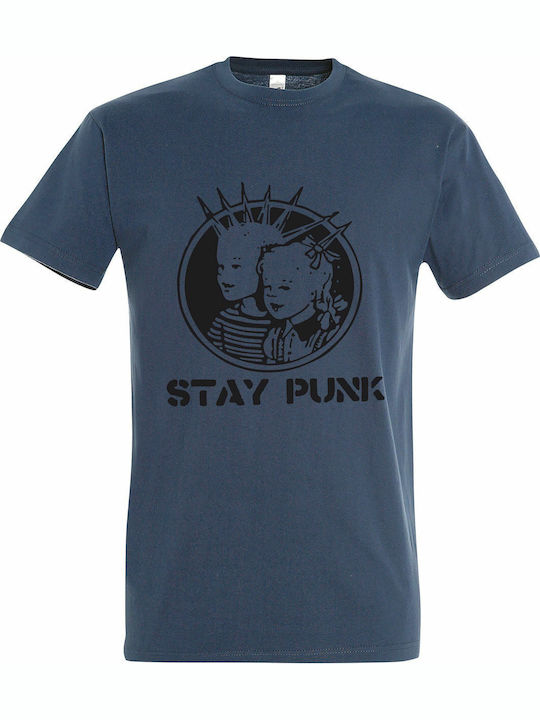 Tricou unisex "Stay Punk", Denim