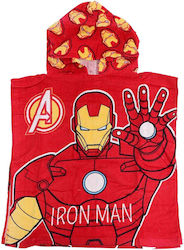 Marvel Avengers Ironman Kinder Strand Poncho 50x100cm (ER1956) rot