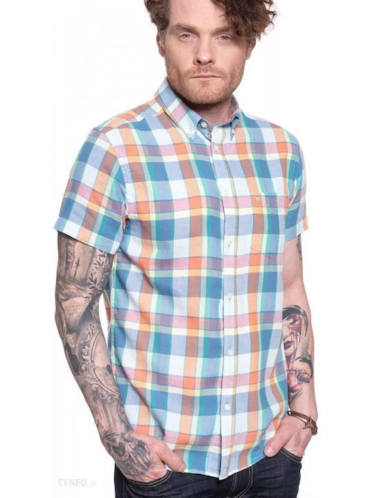 Wrangler Men's Shirt Short Sleeve Cotton Checked Multicolour