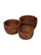 ArteLibre Decorative Bowl Wooden Brown 11.4x11.4x6.5cm 3 Pieces