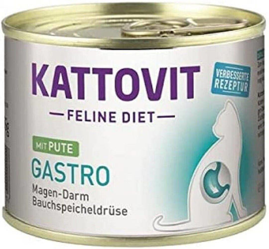Kattovit Feline Diet Gastro Υγρή Τροφή για Ενήλικες Γάτες σε Κονσέρβα με Γαλοπούλα Διαίτης, χωρίς Γλουτένη 185gr