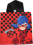 Miraculous Ladybug Kinder Strand Poncho 50x100 (ER1760A) rot