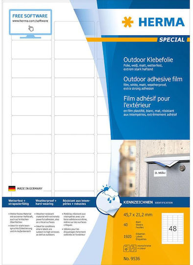 Herma 1920 Self-Adhesive Rectangular A4 Labels 45.7x21.2mm