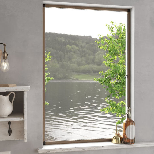 vidaXL Mosquito Net Window Permanent Aluminum Brown with Frame 120x90cm