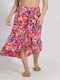 Ble Resort Collection Ψηλόμεση Midi Φούστα Φάκελος Floral σε Φούξια χρώμα
