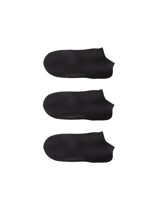 Linea D'oro Unisex Κάλτσες Μαύρες 3 Pack
