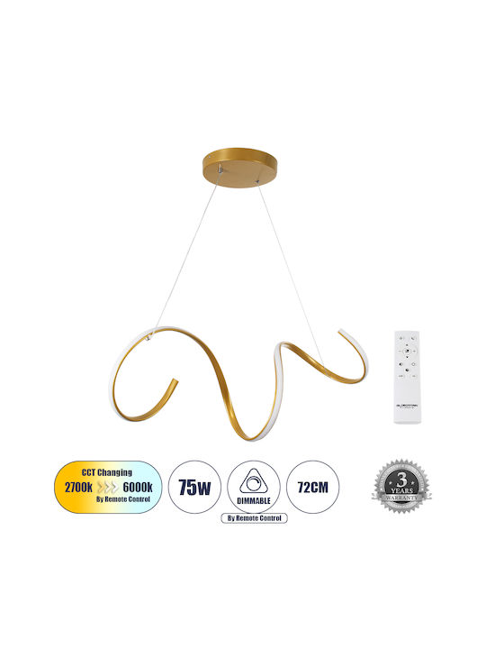 GloboStar Spirale Hängende Deckenleuchte LED Gold
