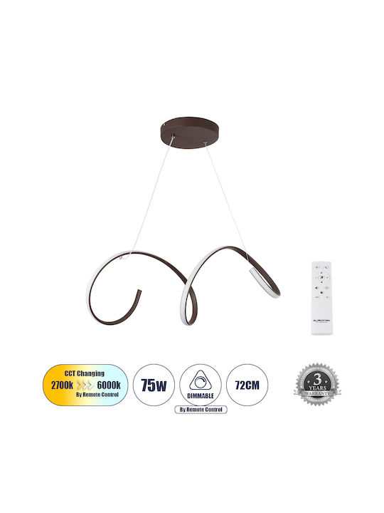 GloboStar Spirale Pendant Light LED with Warm to Cool White Light Brown