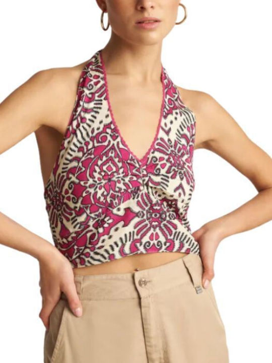 Attrattivo Damen Sommerliches Crop Top Ärmellos mit V-Ausschnitt Mehrfarbig