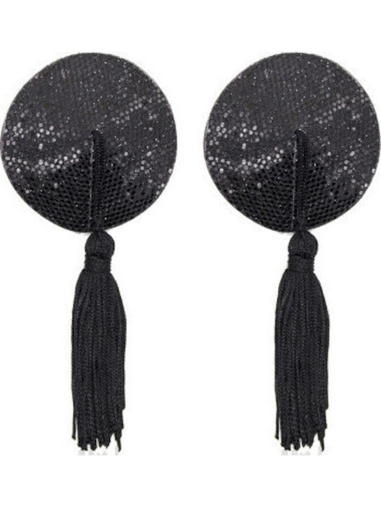 Naughty Toys Black Nipple Covers Sequin Nipple Covers with Tassels