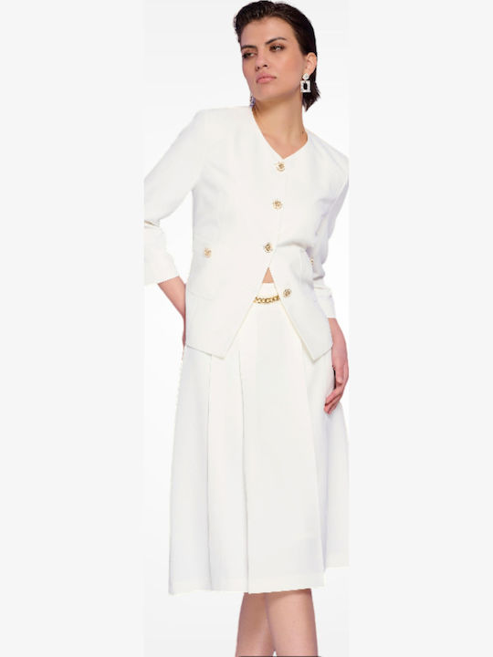 Pleated Midi Skirt White