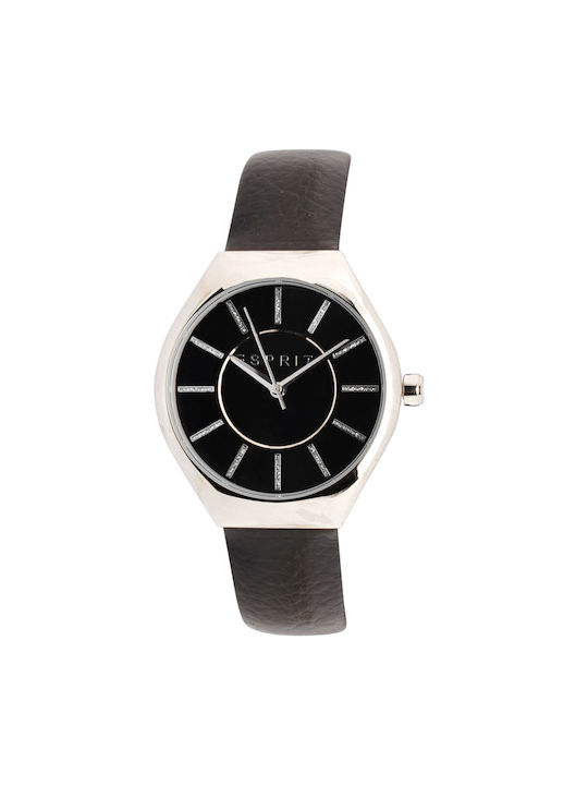 Esprit Watch with Black Leather Strap