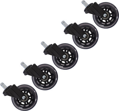 HomeMarkt Plastic Furniture Wheel Suitable for Chair/Stool Black 5pcs