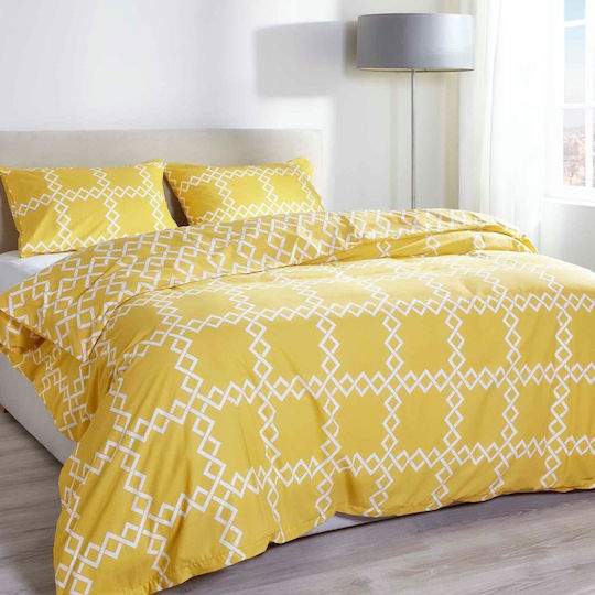 Cannon Set Husă de Pilotă Bumbac Single cu Față de Pernă 170x250 Fresh Labyrinth Yellow