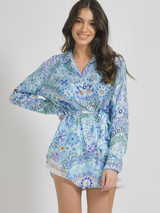Ble Resort Collection Γυναικείο Καφτάνι Παραλίας Τιρκουάζ